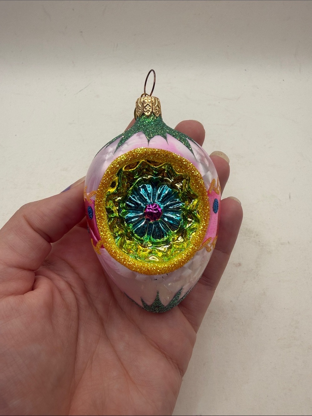 Vtg Christopher Radko Fantasia Reflector Glass Christmas Ornament Egg Collectibl